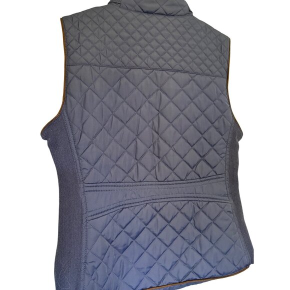 Active USA Womens Quilted Navy Vest Size S W/ Gold Zipper & Snap Details Sharp - Picture 6 of 9